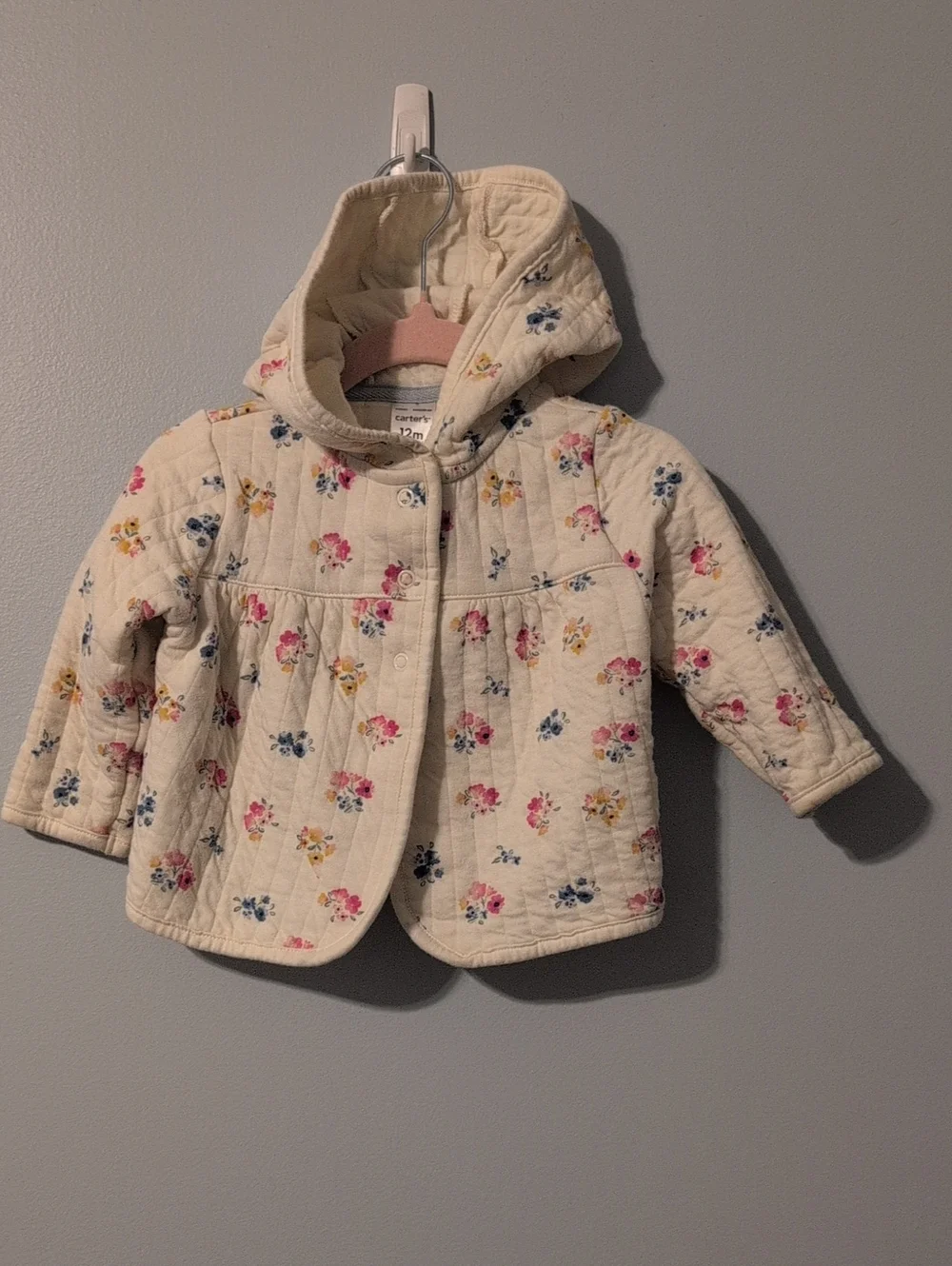 Carter's Cream Quilted Hooded Floral Puffer Jacket